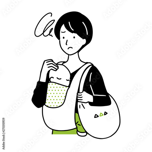 A housewife who goes shopping with a baby.