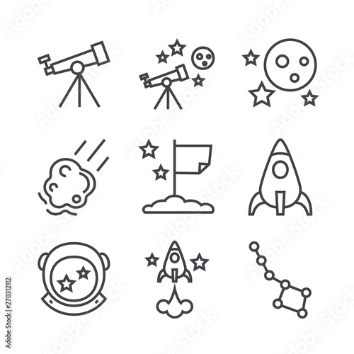 Icon set with space accessories