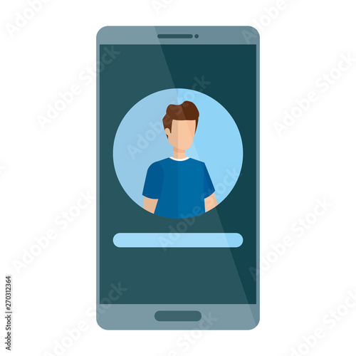 man acount social in smartphone device character