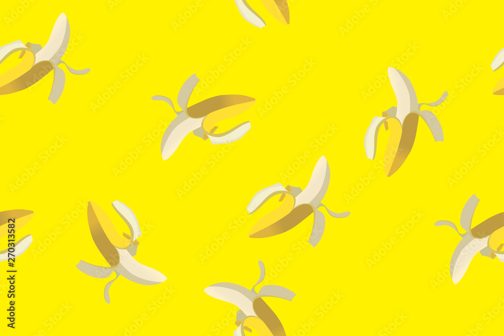 シームレスのバナナのイラストの連続柄 黄色背景 夏のイメージ テキスタイル ファブリック アロハシャツ Banana Pattern Stock Vector Adobe Stock