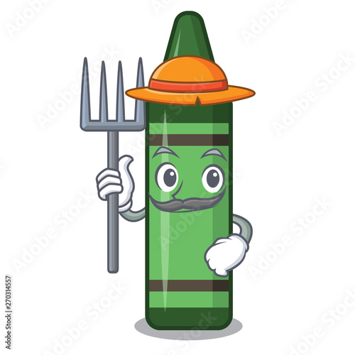 Farmer green crayon above character wooden table