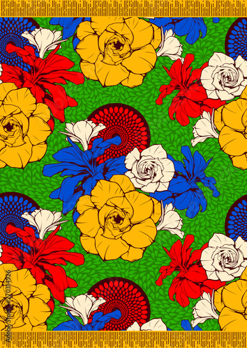 textile fashion, african print fabric, abstract seamless pattern, vector illustration file.