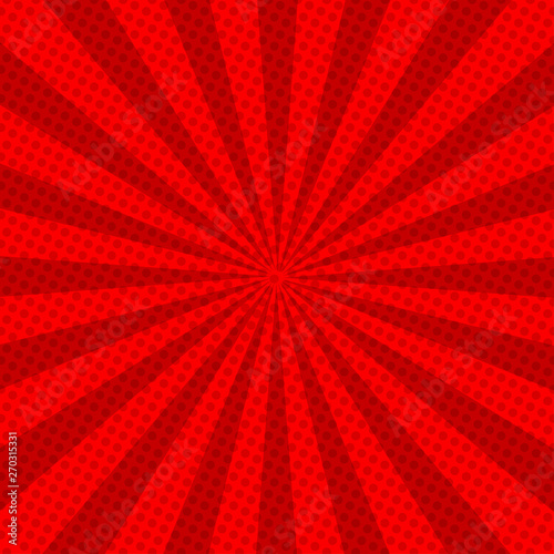 sunburst with dot patterns for pop art concept background vector illustration 