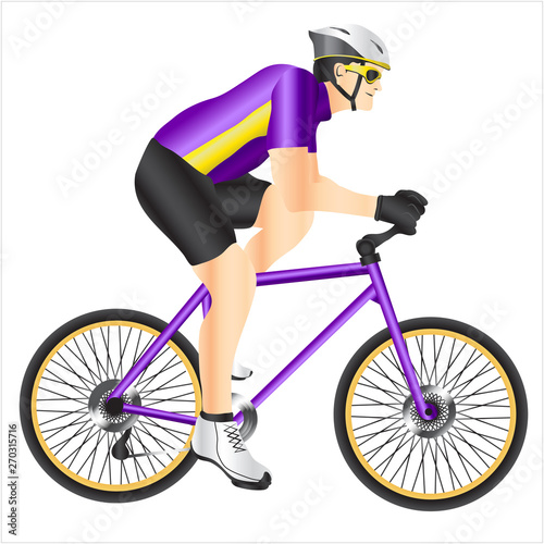 Purple and Gold Yellow Bicyclist Biking Vector Icon Illustration Graphic
