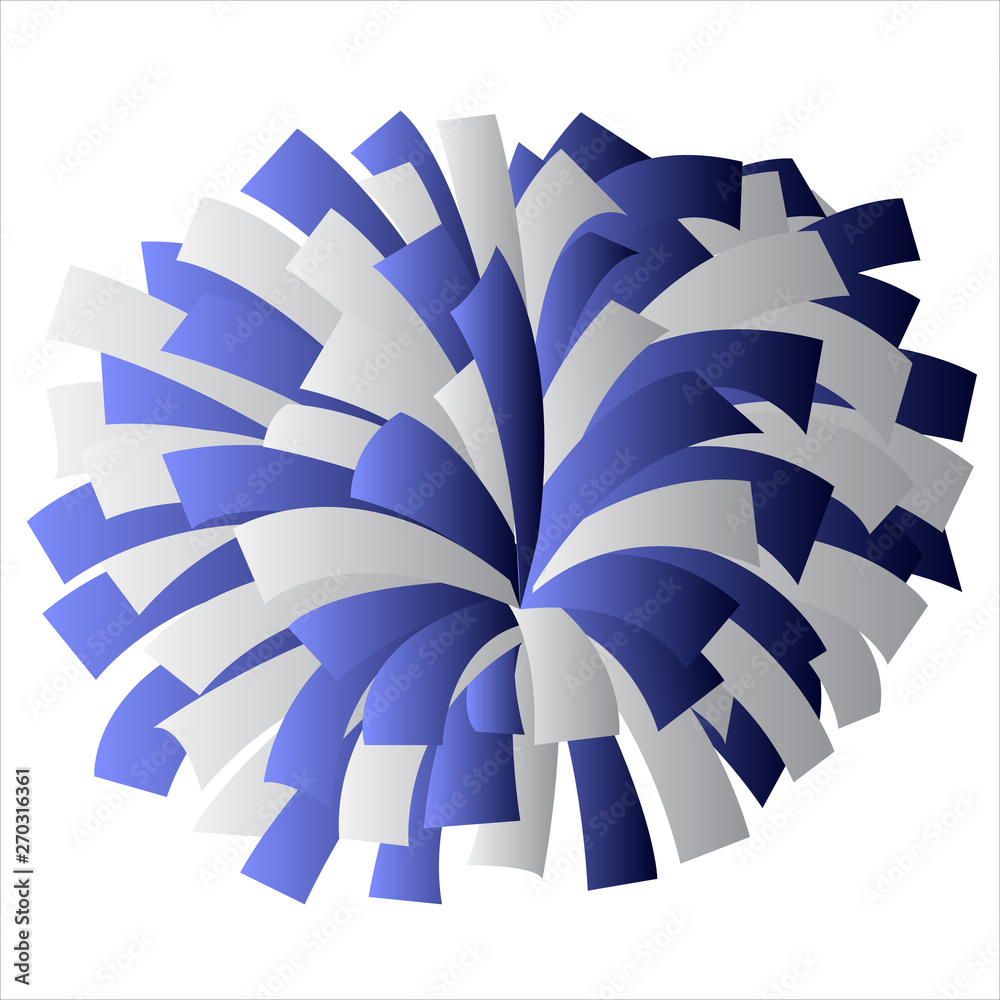 White and Blue Cheerleader Pom Pom Vector Graphic Illustration