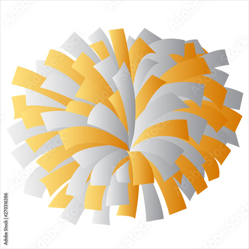 White and Yellow Gold Cheerleader Pom Pom Vector Graphic Illustration