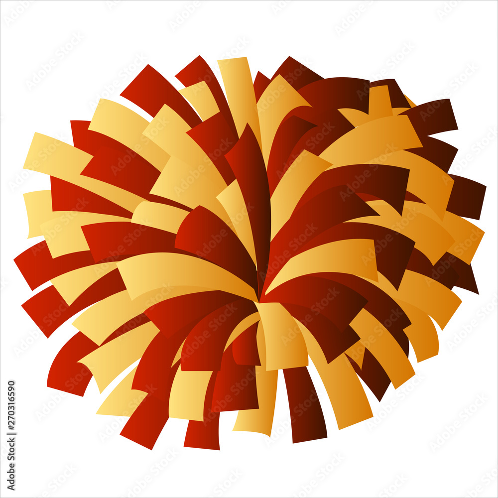Red and Yellow Gold Cheerleader Pom Pom Vector Graphic Illustration