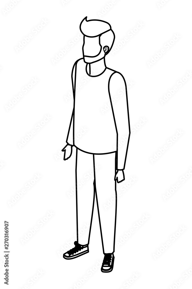 young and casual man with beard character young and casual man with beard character