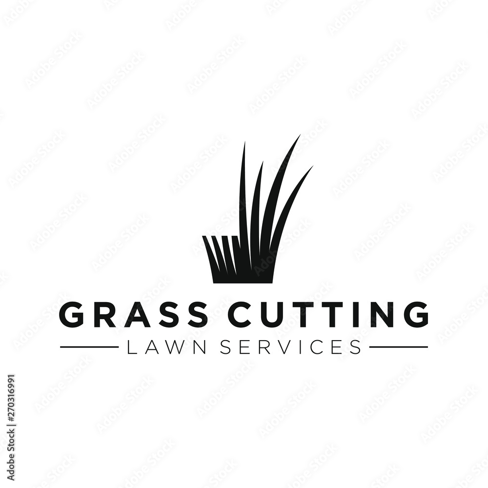Grass logo for lawn mower services or garden yard decorations