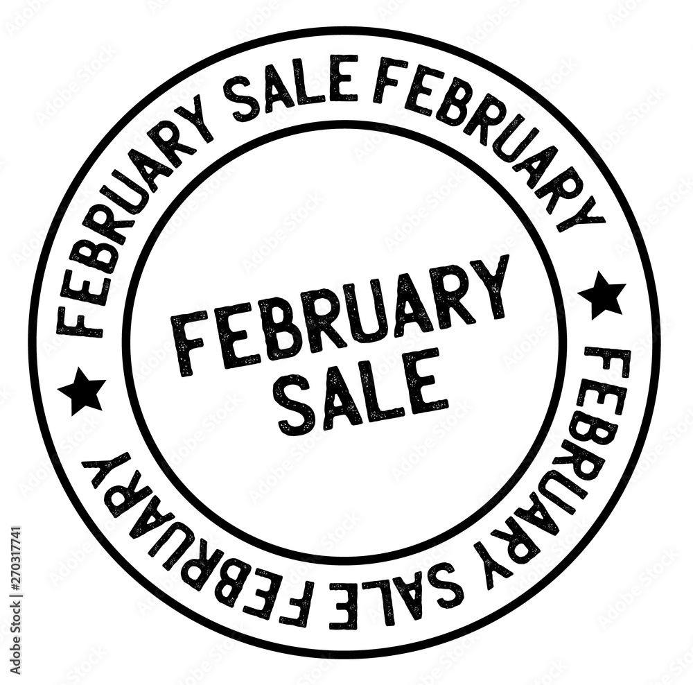 FEBRUARY SALE stamp on white background