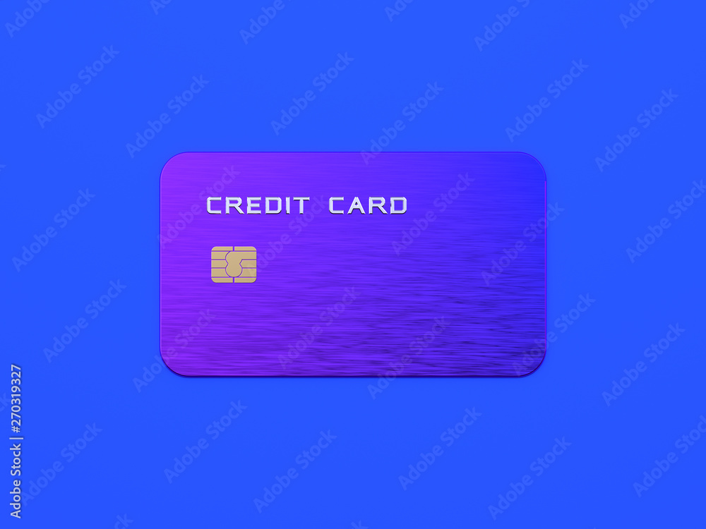 Fototapeta premium blue flat lay scene abstract purple gradient gold metallic object 3d rendering credit card