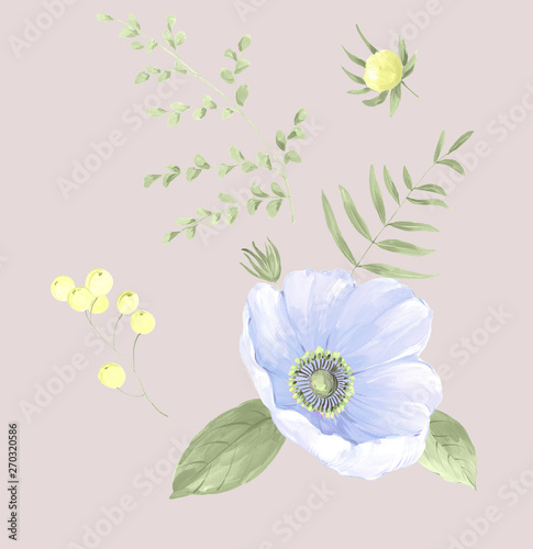 Beautiful watercolor flowers for your design and greeting cards for the holiday