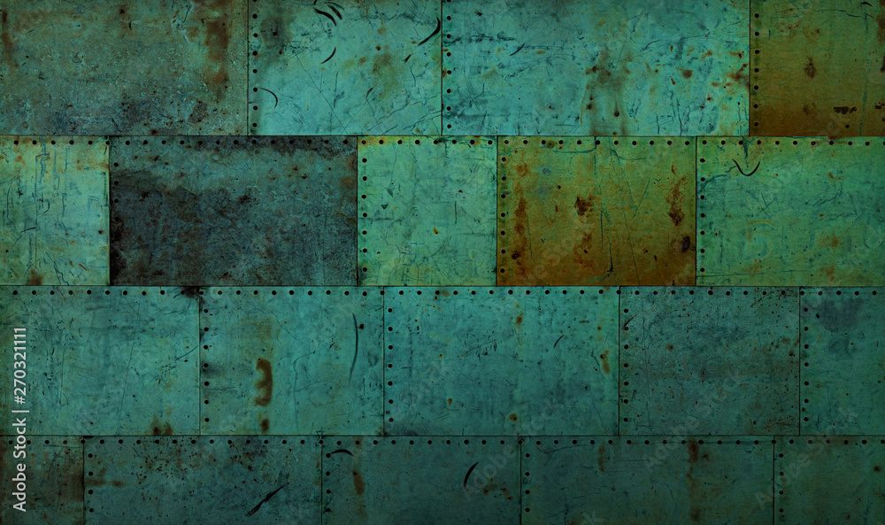 Fototapeta premium Kupferplatten mit Patina Grünspan