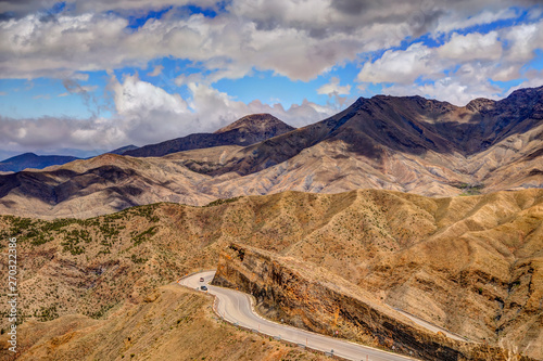 Winding highways in the high Atlas Mountains of Morocco