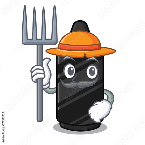 Farmer black crayon in a cartoon wallet