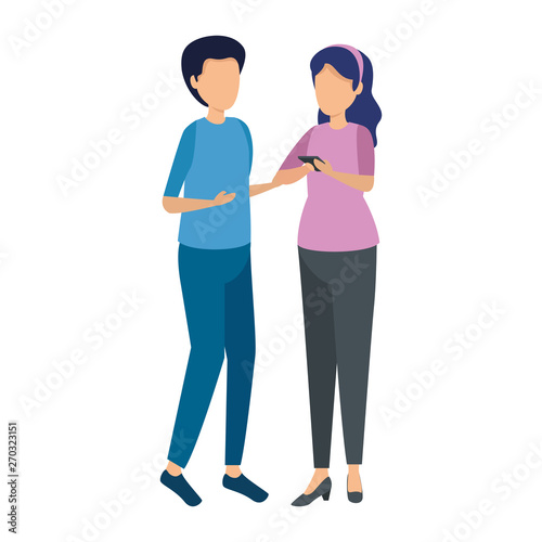 young couple lovers avatars characters