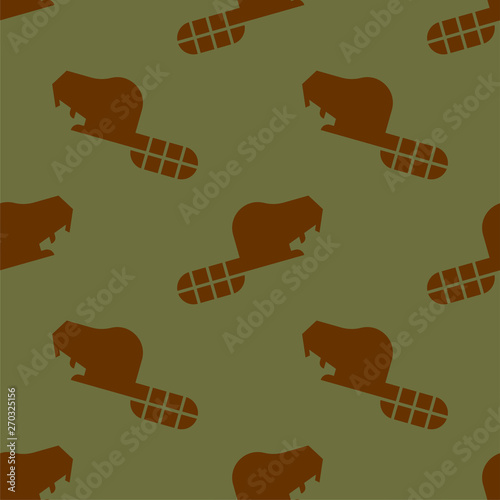 Beaver pattern seamless. Wild animal background ornament