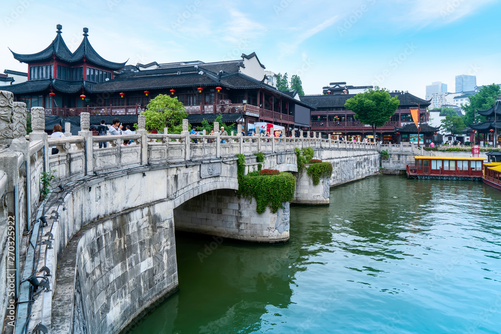 Fototapeta premium Ancient Architectural Landscape of Qinhuai River in Nanjing..