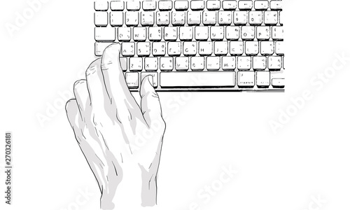hand typing computer keyboard vector