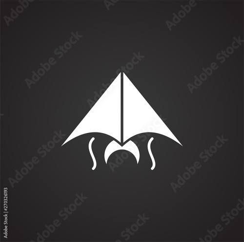 Kite icon on black background for graphic and web design. Simple vector sign. Internet concept symbol for website button or mobile app.