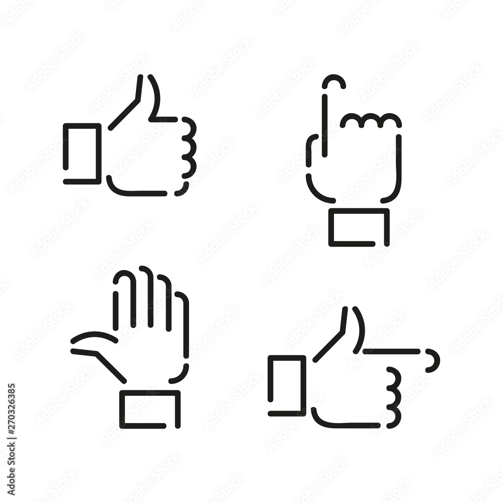 Gesty dłoni. Zestaw ikon wektor - obrazy, fototapety, plakaty 