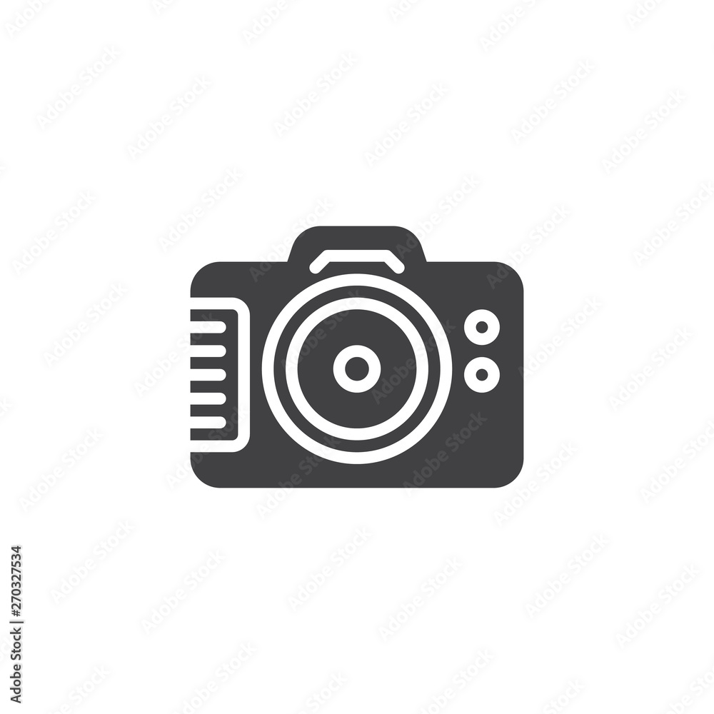 Digital photo camera vector icon. filled flat sign for mobile concept and web design. Camera glyph icon. Symbol, logo illustration. Vector graphics