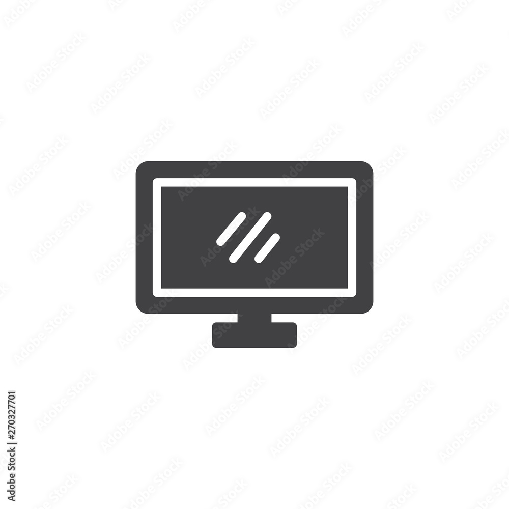 LCD TV screen vector icon. Television filled flat sign for mobile concept and web design. Widescreen computer monitor glyph icon. Symbol, logo illustration. Vector graphics
