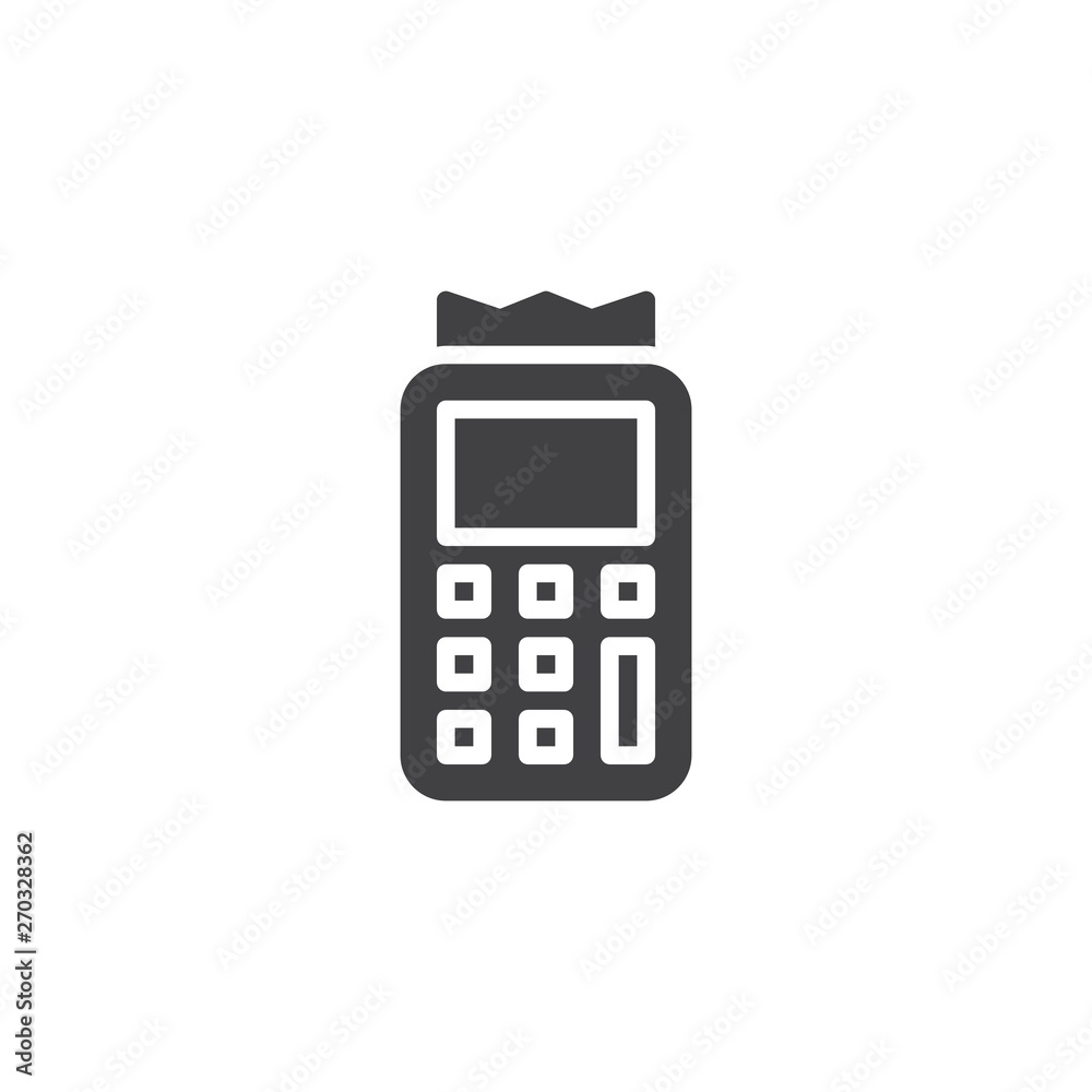 pos terminal vector icon. payment machine invoice filled flat sign for mobile concept and web design. Wireless payment terminal glyph icon. Symbol, logo illustration. Vector graphics pos terminal vector icon. payment machine invoice filled flat sign for mobile concept and web design. Wireless payment terminal glyph icon. Symbol, logo illustration. Vector graphics
