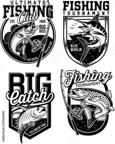 Set of Fishing Emblem Designs