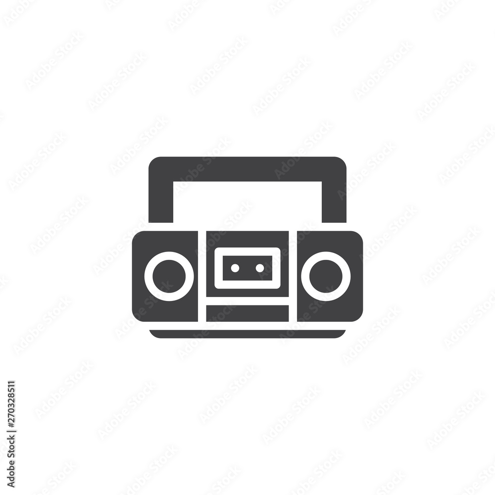Retro cassette tape recorder vector icon. filled flat sign for mobile concept and web design. Boombox, portable sound system glyph icon. Symbol, logo illustration. Vector graphics Retro cassette tape recorder vector icon. filled flat sign for mobile concept and web design. Boombox, portable sound system glyph icon. Symbol, logo illustration. Vector graphics