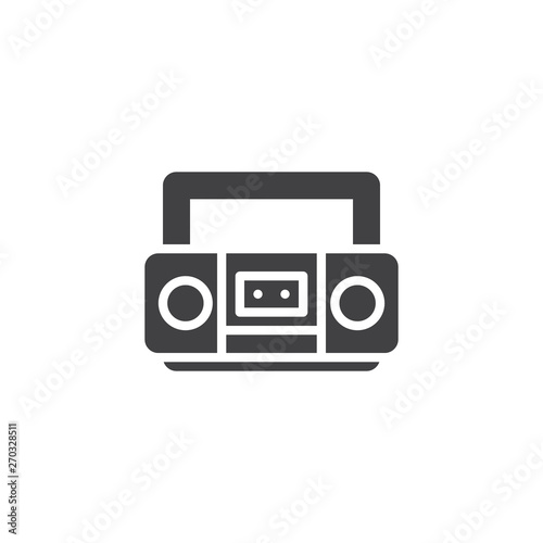 Retro cassette tape recorder vector icon. filled flat sign for mobile concept and web design. Boombox, portable sound system glyph icon. Symbol, logo illustration. Vector graphics