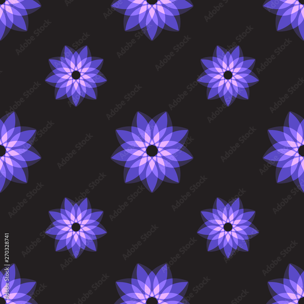 Beautiful seamless pattern with blue flowers. Vector illustration