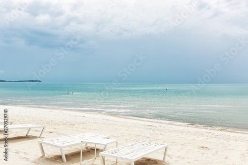 Beautiful view of the tropical beach sea sand skyin a summer day