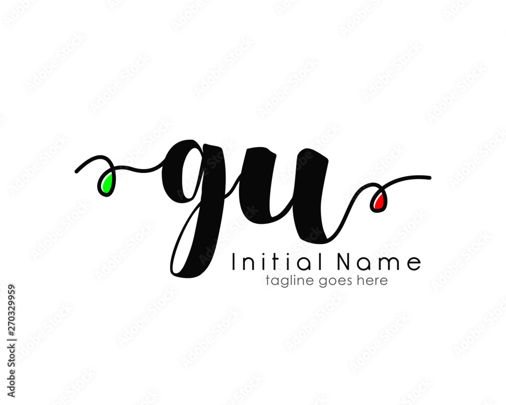 Obraz premium G U GU Initial brush color logo template vetor