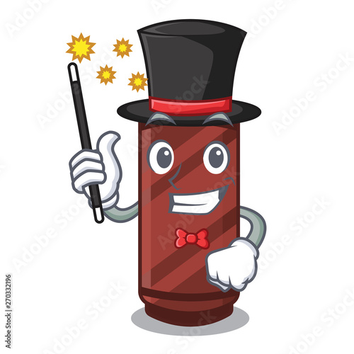 Magician brown crayon in the cartoon shape