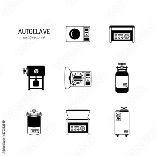 Autoclave - vector icon set on white background. photo