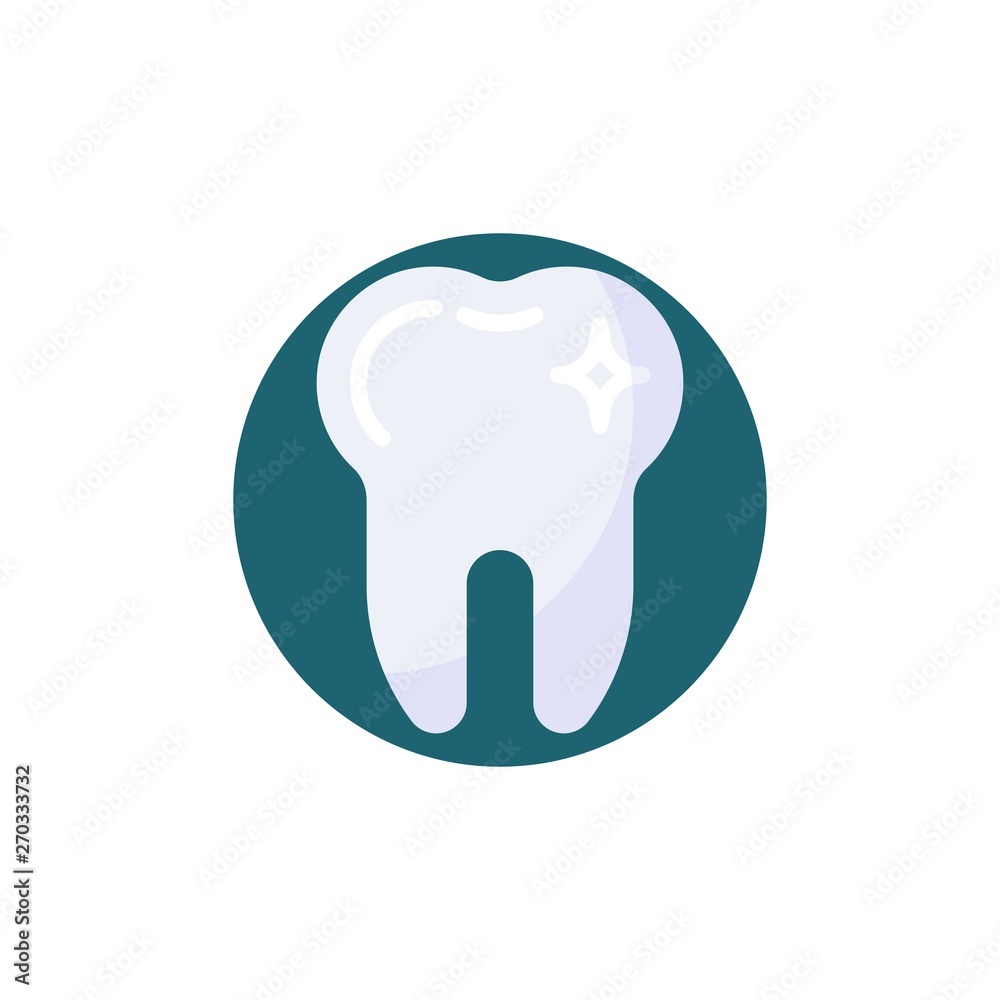 Clean tooth flat icon. Round colorful button, Healthy tooth circular vector sign. Teeth shine flat style design Clean tooth flat icon. Round colorful button, Healthy tooth circular vector sign. Teeth shine flat style design