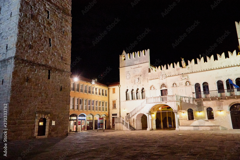 Big stone castle in Koper, Slovenia on a summer night and beautiful light