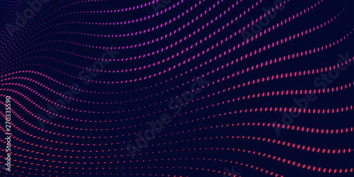 Vector abstract background with dynamic waves, line and particles.