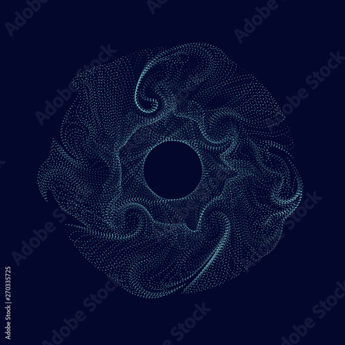 Modern vector illustration with blue particles on a dark background.