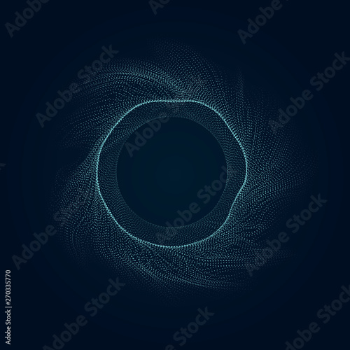 Modern vector illustration with blue particles on a dark background.
