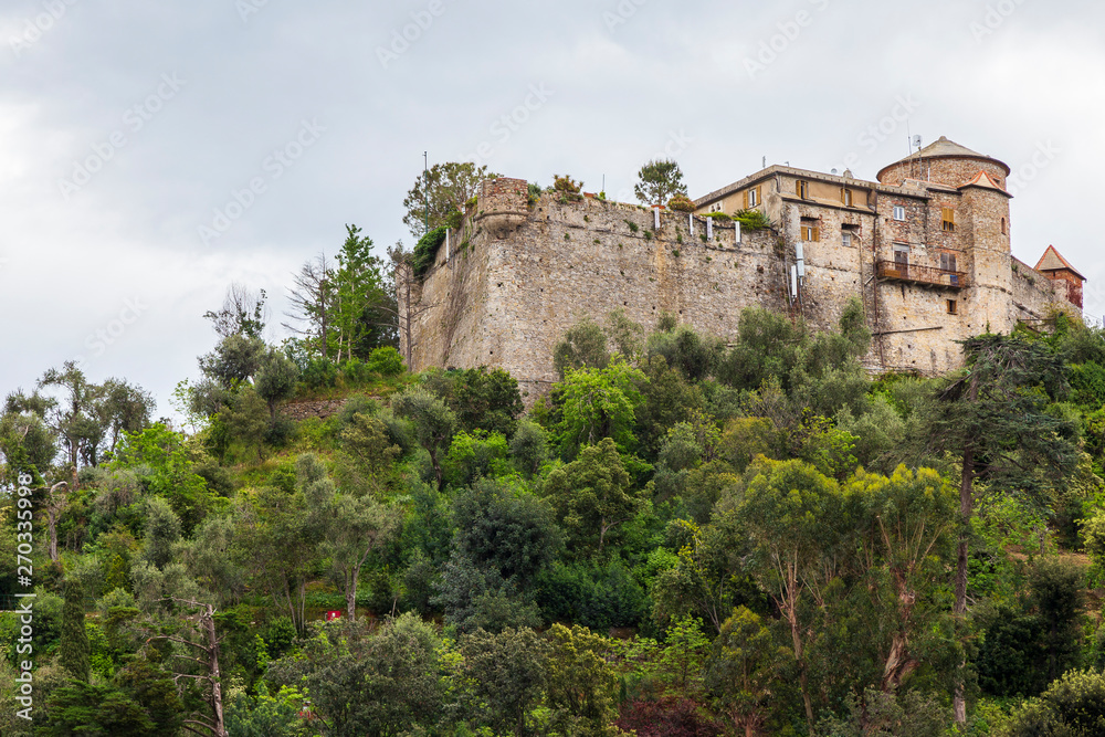 Portofino Italy. 04-29-2019.  Old castle at Portofino, Italy