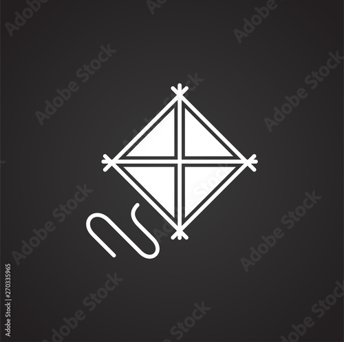 Kite icon on black background for graphic and web design. Simple vector sign. Internet concept symbol for website button or mobile app. © Andre