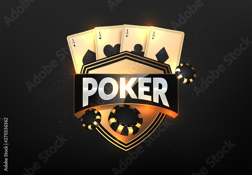 Playing cards and poker chips casino concept on dark background
