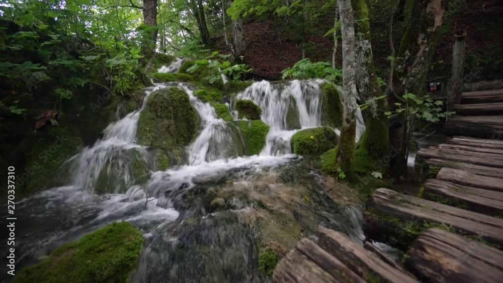 Inclined shot of a stream in Plitvice lakes in the Park in Croatia Inclined shot of a stream in Plitvice lakes in the Park in Croatia