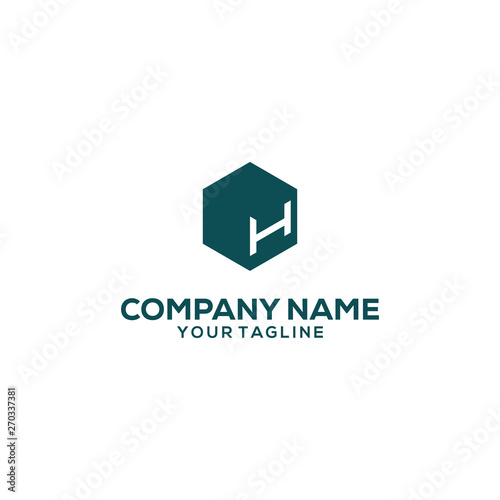 Letter H Logo with Box Illustration on White Background