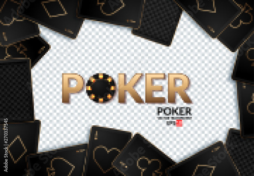 Casino design elements poker chips, playing cards and craps. Poker emblem