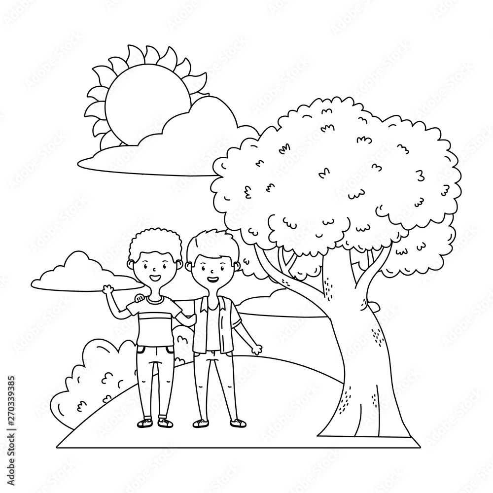 Teenage friends in park design Teenage friends in park design