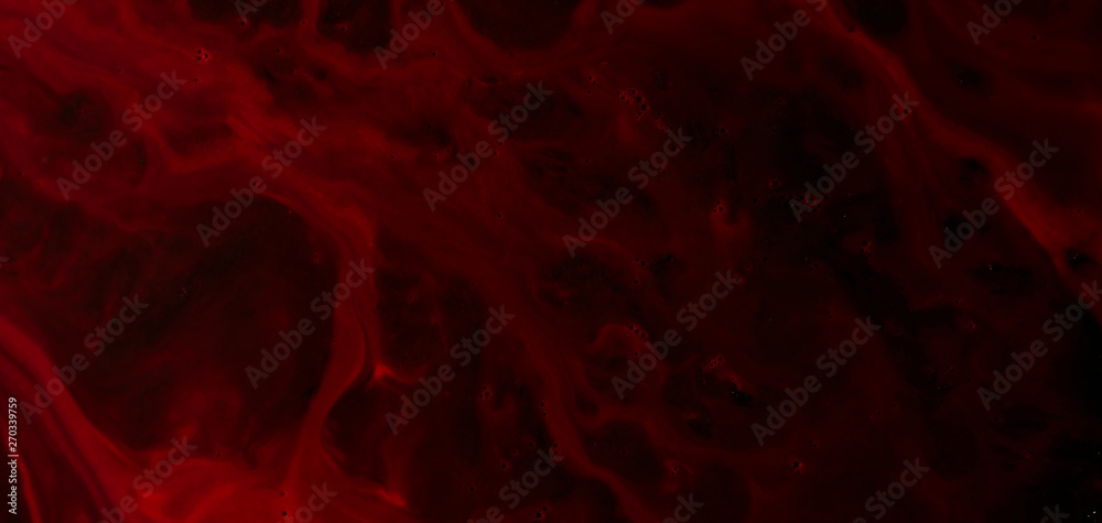 Abstract red paint background. Defocused color liquid fluid gradient flowing spreading covering chaotically flat surface. - obrazy, fototapety, plakaty 