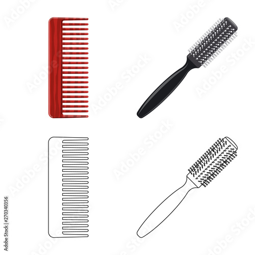 Vector design of brush and hair sign. Collection of brush and hairbrush vector icon for stock.